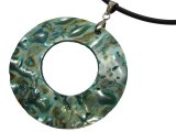DCI-2nd Grade 40mm Donut Abalone Shell w/ 16" Rubber Cord